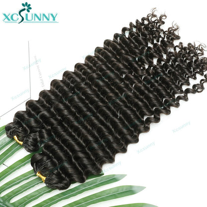 Deep Wave Feather Crochet Human Hair Pre Separated Knotless Crochet Human Hair Extensions For Braids No Shedding Can Be Reused