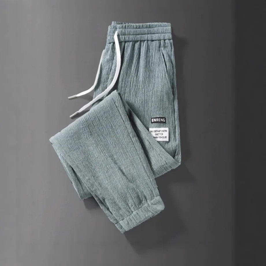 Summer Men's Thin Loose Sports Pants Breathable Casual Sweatpants Comfortable Wide Leg Harlan Nine Points Lightweight Trousers