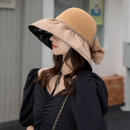 Summer Women Bucket Hat Anti-UV Sun Hats Soft Portable Wide Brim Outdoor Beach Hat Panama Cap With Storage Bag