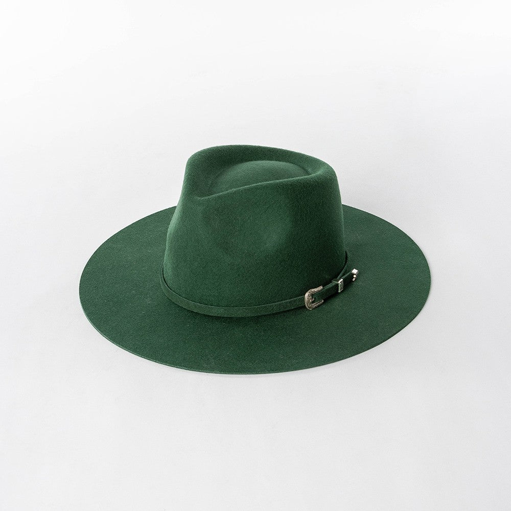 Chapéu Fedora de Feltro 100% Lã Australiana com cinto de feltro e aba larga de design moderno