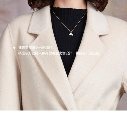 Novo estilo de casaco feminino de lã bege slim fit para outono e inverno, moda japonesa e coreana