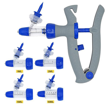 Seringa Veterinária Automática Contínua 1/2/5/10Ml Injetor de Vacina Ajustável para Animais Acessórios de Injeção para Gado Ovinos Bovinos