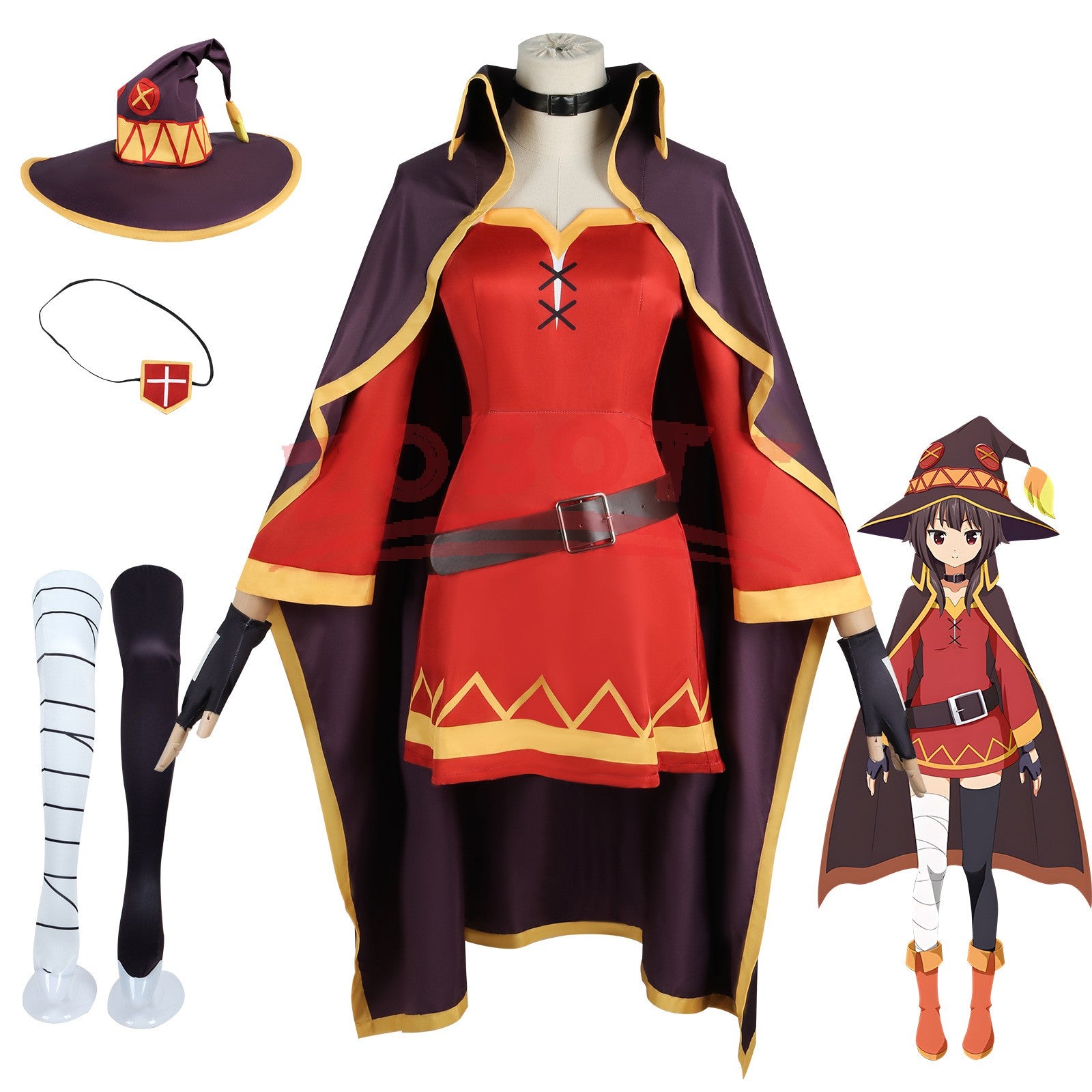 Anime megumin cosplay costume konsubarash Sekai ni shukufuku wo! Cosplay dress hat cloak uniform wig Halloween party cos girls
