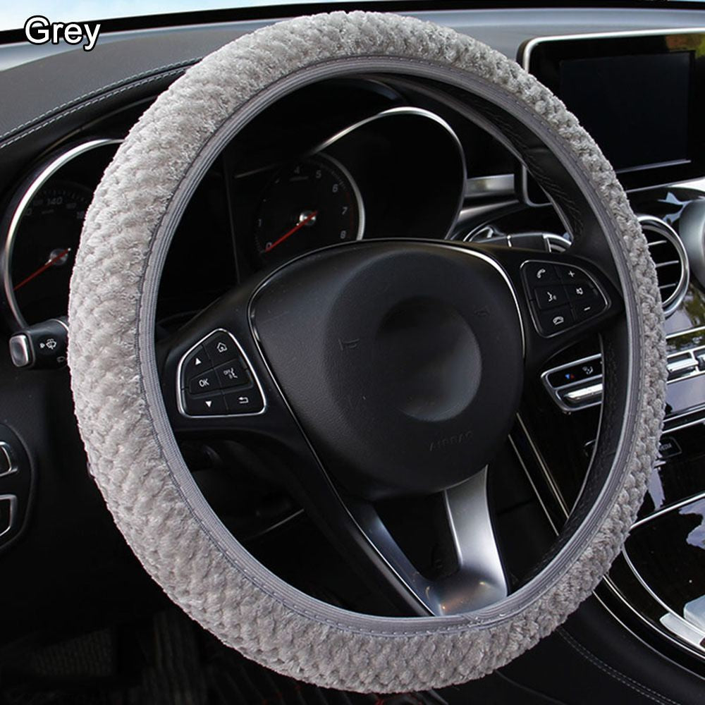 Capa de Volante de Carro de Veludo Pérola de Inverno Acessório para Carro Proteção Antiderrapante Quente Pelúcia Macia