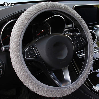 Capa de Volante de Carro de Veludo Pérola de Inverno Acessório para Carro Proteção Antiderrapante Quente Pelúcia Macia