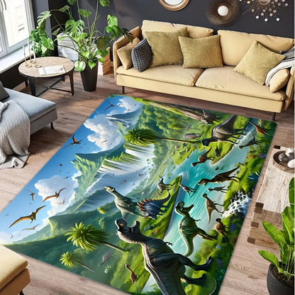 Dinosaur World doormat - A vibrant prehistoric scene in children's rooms, perfect for home decor and dinosaur enthusiasts