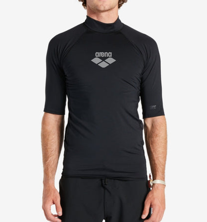 Men's Short Sleeve Surf Tee Arch Wave RIGHTTRACK Performance Tight-fitting Swimwear UPF 50+ Rashguard Vacation Beachwear