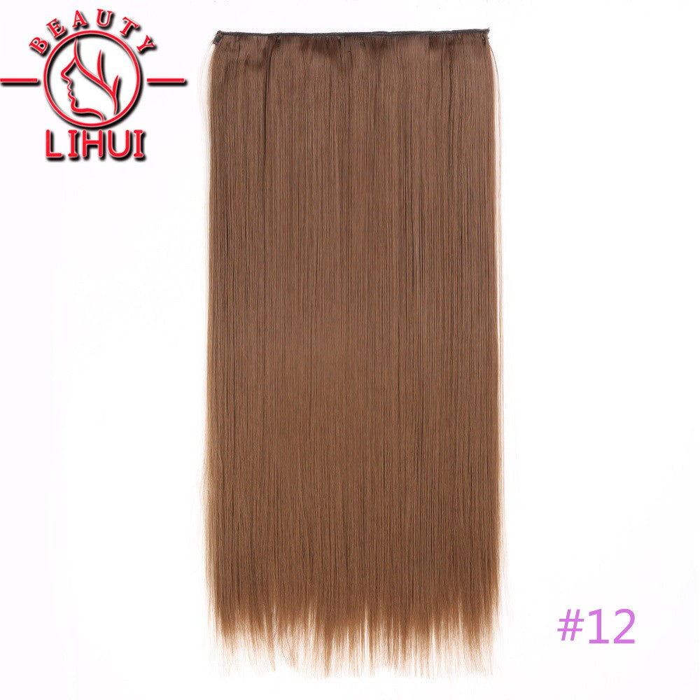 Extensões de cabelo sintéticas com clipe, longas e lisas, com 5 clipes em uma única peça, extensões de cabelo multicoloridas LIHUI