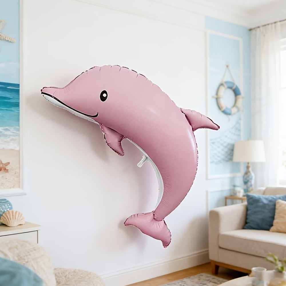 2pcs 46-inch Matte Big Dolphin Aluminum Foil Balloons, Birthday Party Decoration, Room Background Wall Decoration
