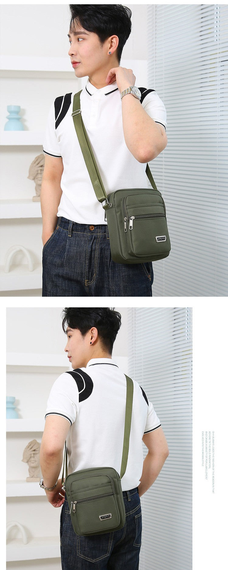 Waist Men's Crossbody Messenger Bags Male Canvas Shoulder Bags Men Handbag Chest Shoulder Belt Bag Casual Large Boy Satchel Grey