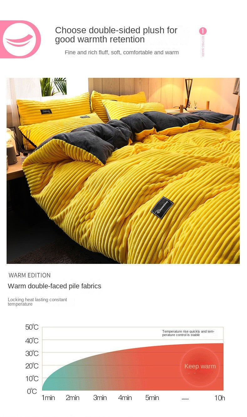 Winter Thick Solid Color Velvet Duvet Cover Warmth Bedding Set Double Soft Quilt Cover Twin Queen King Comforter Cover 220*240