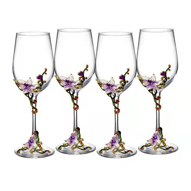 Taças de Cristal Criativas com Esmalte para Champagne Conjunto de Taças de Luxo Taças de Vinho Taça Vintage para Beber