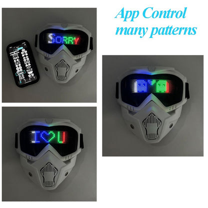 High Quality LED Glowing Mask DIY Patterns Punk Style Full Face Goggles Mask For Adult Bluetooth Button Control Change Mask