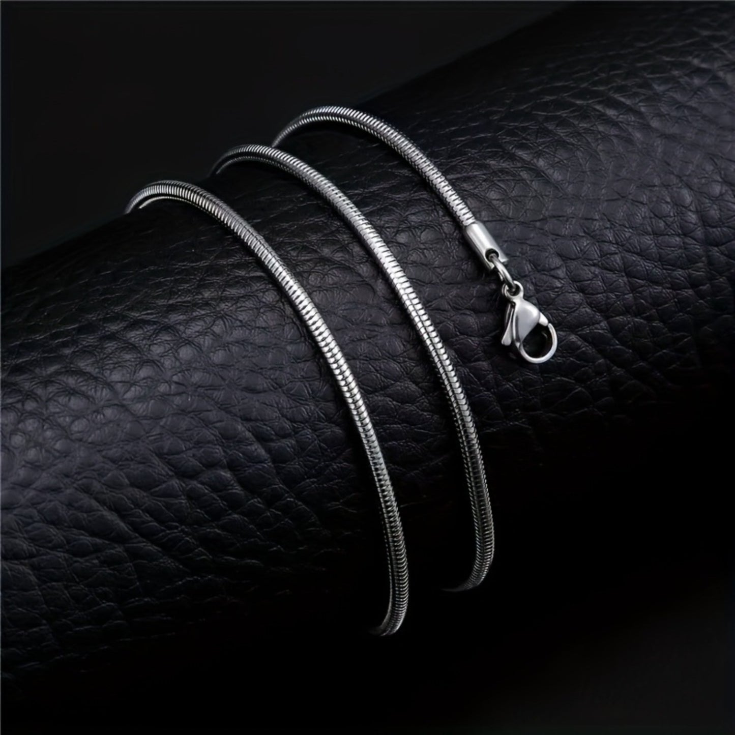 Colar Masculino de Aço Inoxidável com Corrente de Cobra Redonda, Joia Durável e Estilosa para Homens