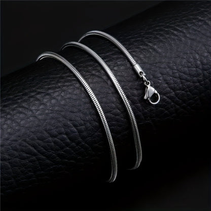 Colar Masculino de Aço Inoxidável com Corrente de Cobra Redonda, Joia Durável e Estilosa para Homens