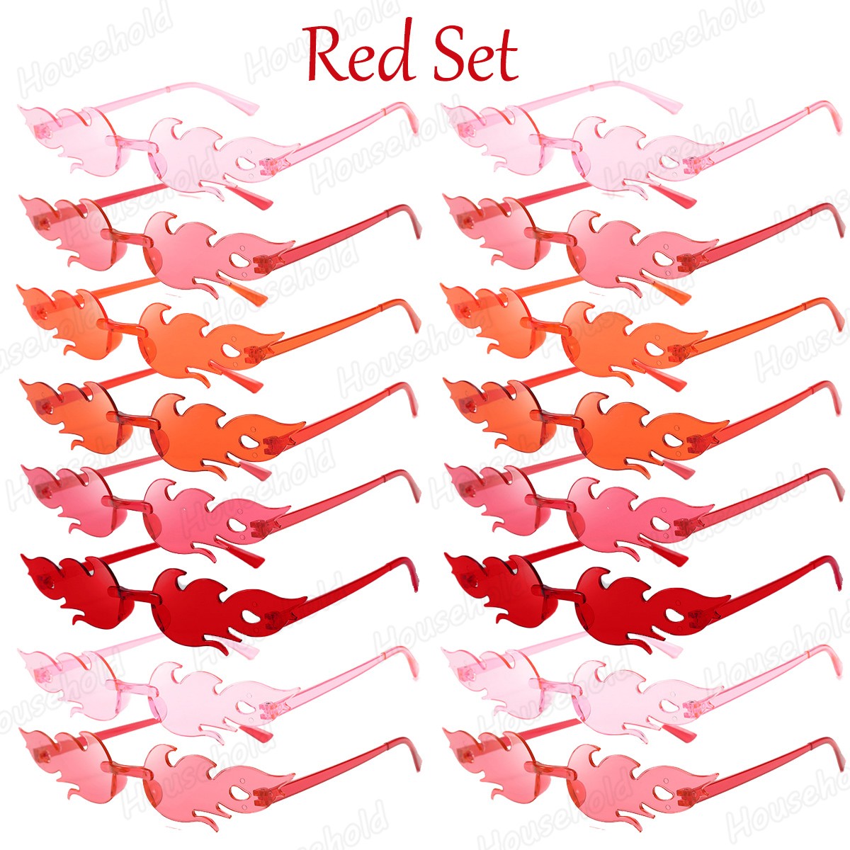 12-120Pcs Fire Flame Sunglasses Rimless Fire Sunglasses Candy Color Party Sunglasses Wedding Funny Sunglasses for Guest