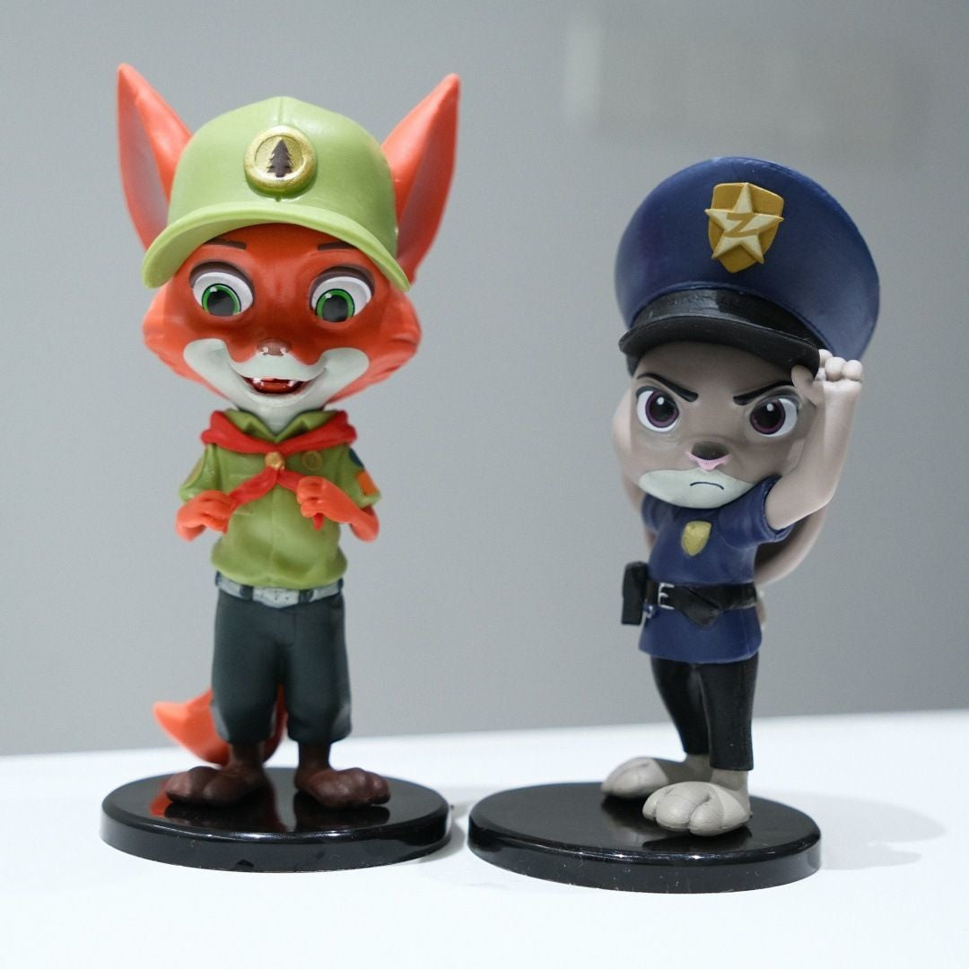 Zootopia Cute Cartoon Figures Young Nick Judy Desktop Ornament Doll Model Trendy Toy Computer Case Decoration Collectible Gift