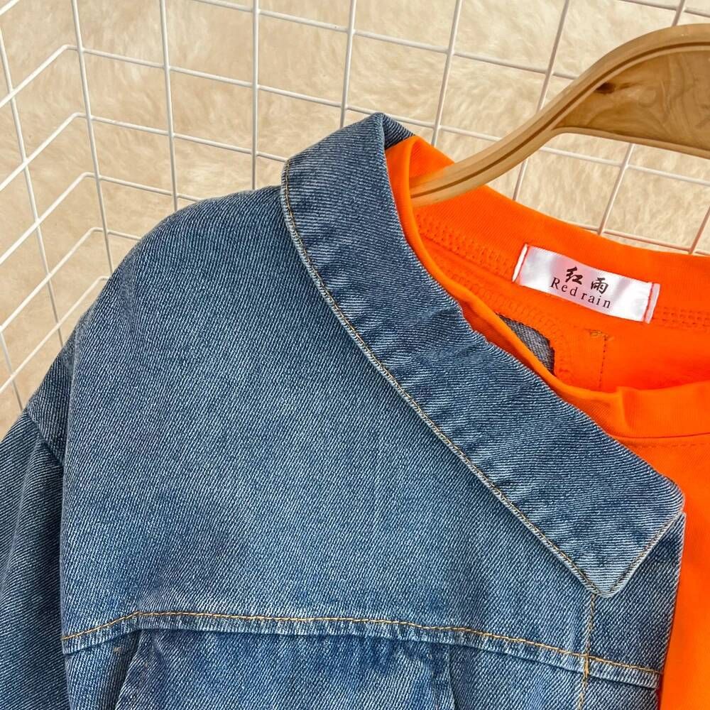 XFPV Women's Sweet high Waist Wrap Belt Round Neck patchwork Denim Shirt  Chic Top Y2k Korean Fashion Spring Summer 2025 SM11327