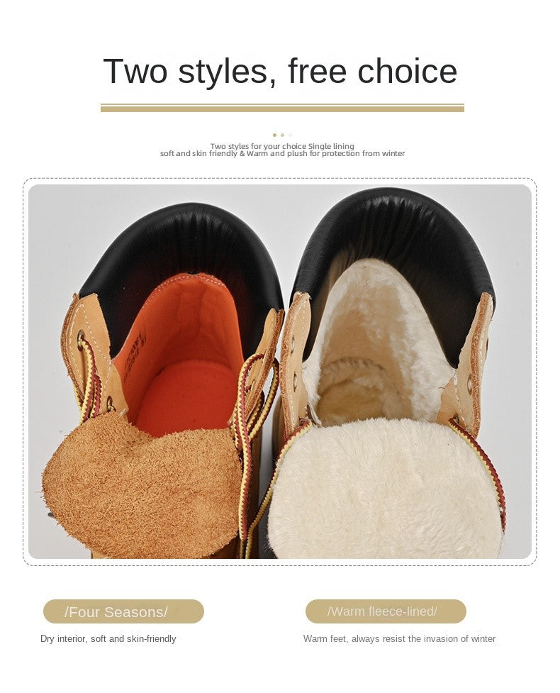 Boots Men High Top Boots High Quality Women Leather Shoes Fashion Outdoor Sneakers Men Lace Up Non-Slip Ankle Boots for Couple