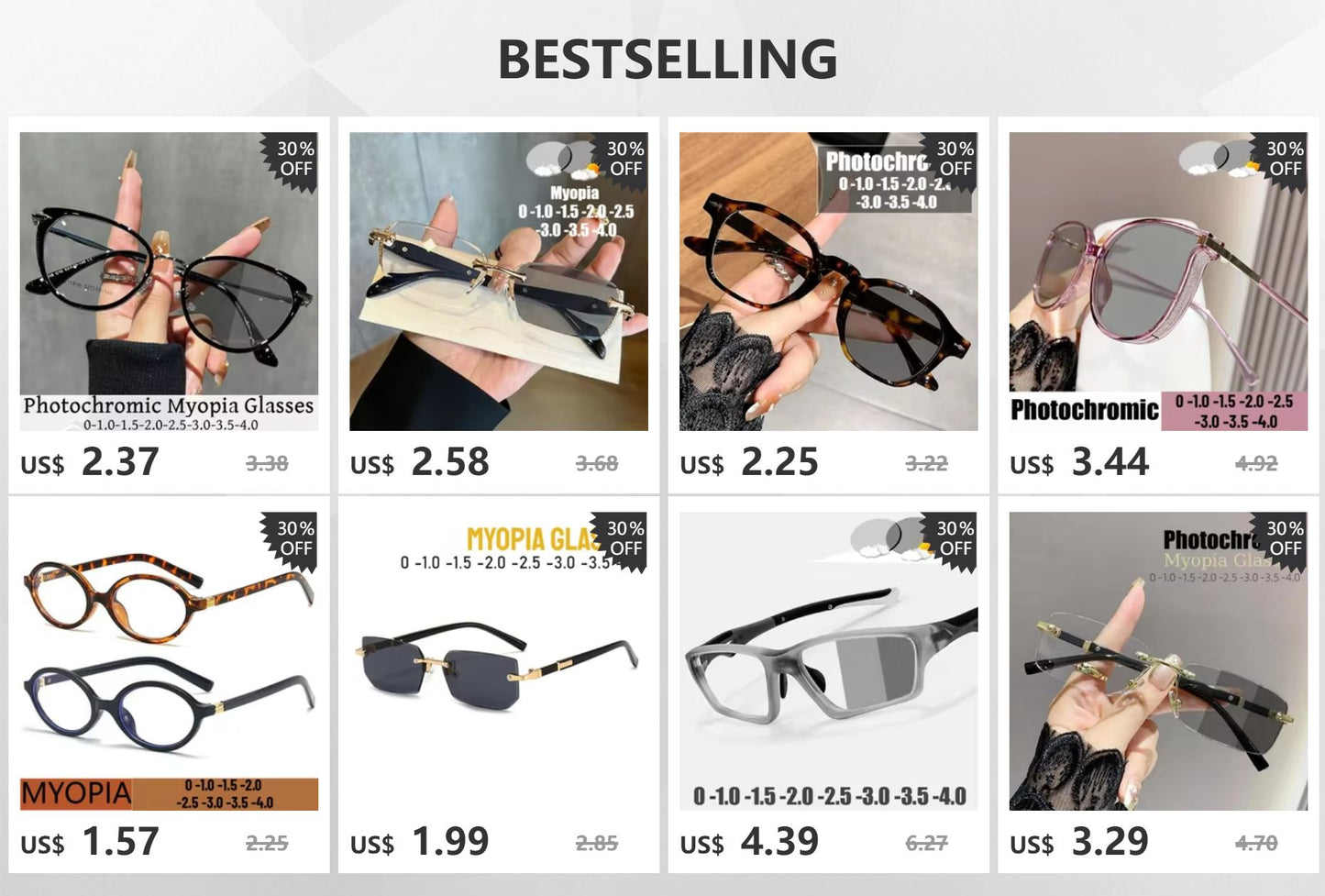 Business Photochromic Myopia Glasses for Men Diamond Cut Rimless UV400 Luxury Eyeglasses Color Changing Diopters -1.0 To -4.0