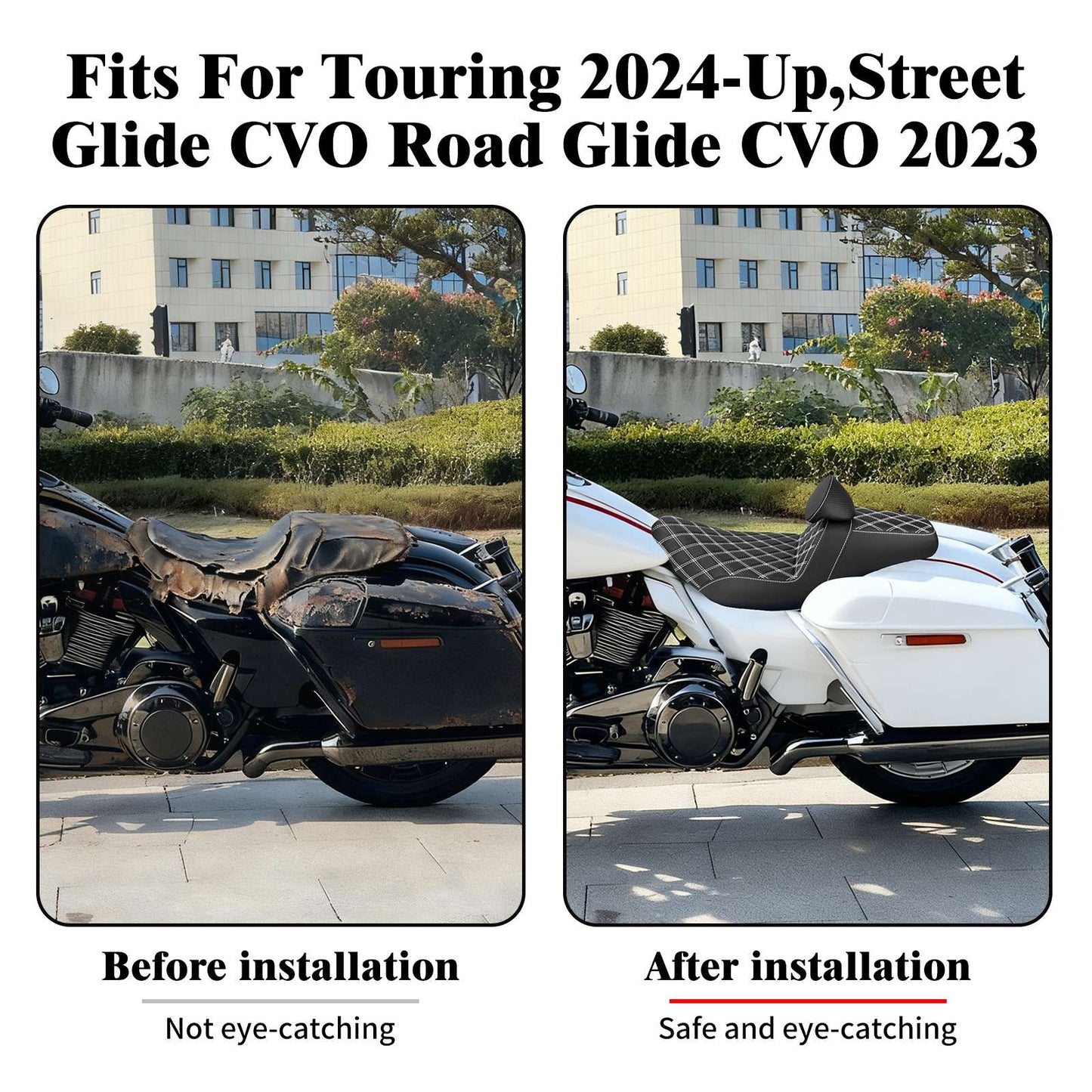 Assento Duplo de Motocicleta com Encosto para Piloto e Passageiro Para Harley Touring FLHR 2024-UP Road Street Glide CVO 2023