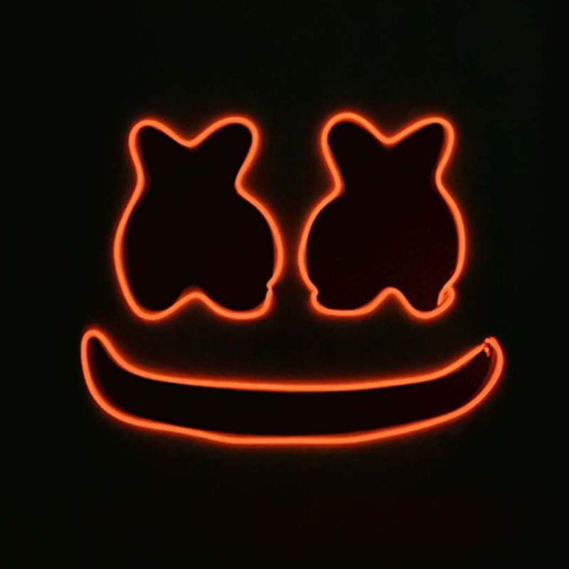 Fashion Luminous LED Mask DJ Costumes Accessories Glow Supplies Neon Light Marshmallow Mask For Music Festival Nightclub Dance
