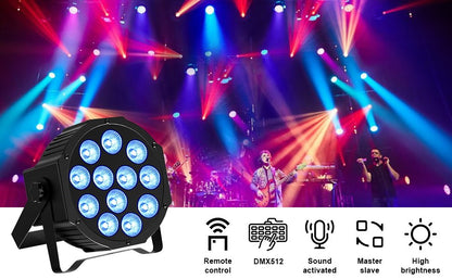 U'King 8PCS Battery LED Par Light RGBW Stage Flat Strobe Light Par Light Effect DJ Disco Party Holiday Bar Wedding Birthday