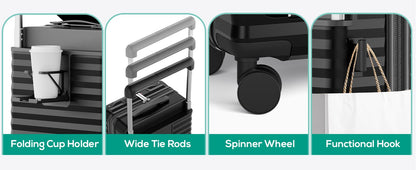 Mala de Viagem Joyway com Abertura Frontal de 20 polegadas, 1 peça, Porta-copos, Trava TSA, Rodas Giratórias Silenciosas, Leve e Durável