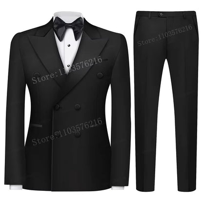 B02 Luxury 2 Pieces Set Men's Suits  Beaded Crystals Notched Lapel Groom Wedding  Formal Party Prom Tuxedo Wedding Groom
