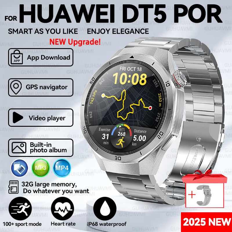 2025 New For HUAWEI GT 5 Pro 32Gb Memory SmartWatch AGPS Beidou Navigation Sapphire Screen HD Video Bluetooth Call SmartBracelet