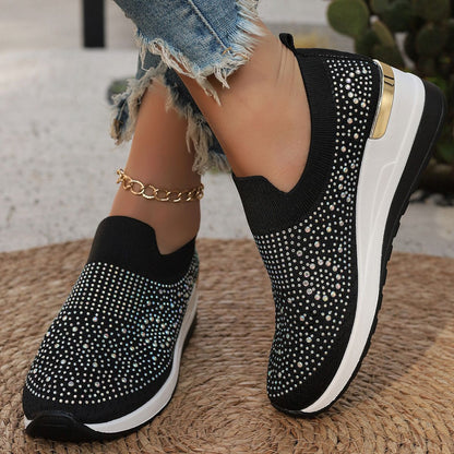 Women Wedges Platform Sneakers Autumn Fashion Round Toe Casual Sports Slip-on Shoes Woman Non Slip Vulcanized Shoes Plus Size 44