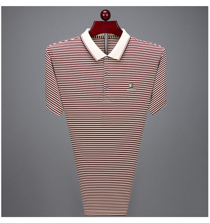 Quality breathable cotton short sleeve men's POLO shirt 2024 summer fashionable shiny diamond inlaid design top soft T-shirt