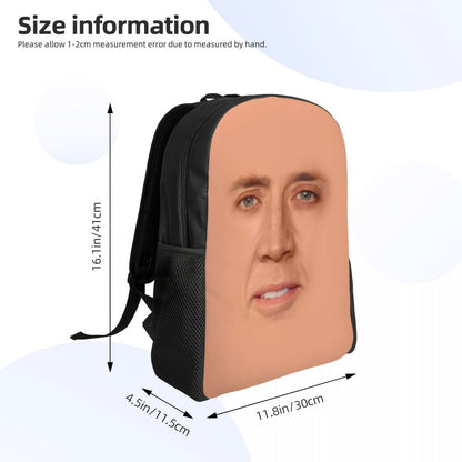 Custom Nicolas Cage Meme Laptop Backpack Women Men Basic Bookbag for College School Student Funny Bags