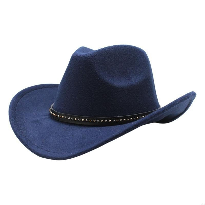 L5YA Elegant Homburg Hat with Unique Ethnic Band Flat Wide Brimmed Hat Surprise Gifts Headwear for Vacation Photo Props