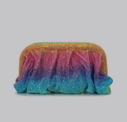 XIYUAN Shinny Ruched Rhinestone Clucth Purse Women Luxury Designer Evening Bags Fashion Party Dinner Handbag Bridal Makeup Bag