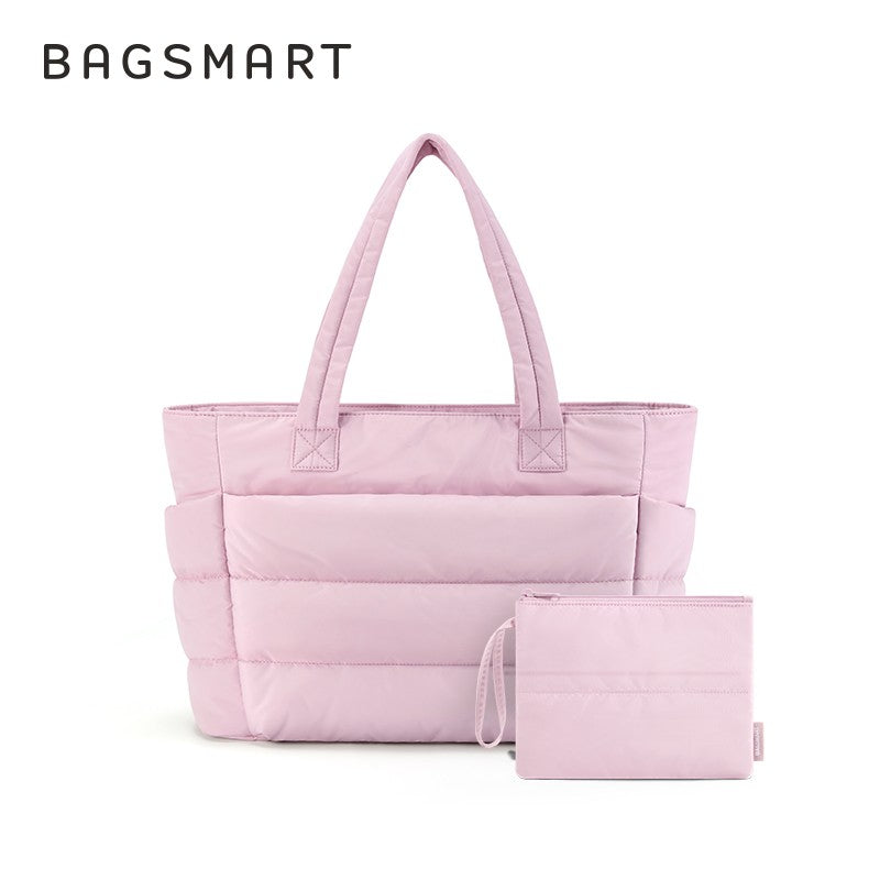 BAGSMART Women's Tote Bag Simple Travel Bag Casual Commuting Messenger Handbag Student College Shoulder Bag