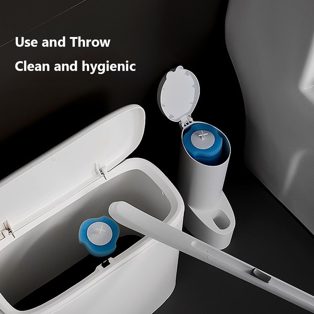 Wall-mounted Disposable Toilet Brush Cleaner with 8/16/24PCS Brush Head Bathroom Long Handle Cleaning Brush Toilet Accessories