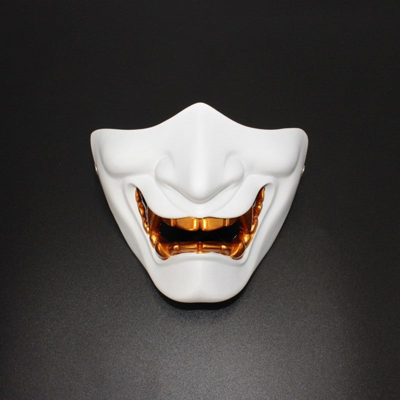Halloween Cosplay Airsoft Mask Protective Fashion Half Face Mask Prajna Hannya Mask Japanese Samurai Evil Oni Demon Party Decor