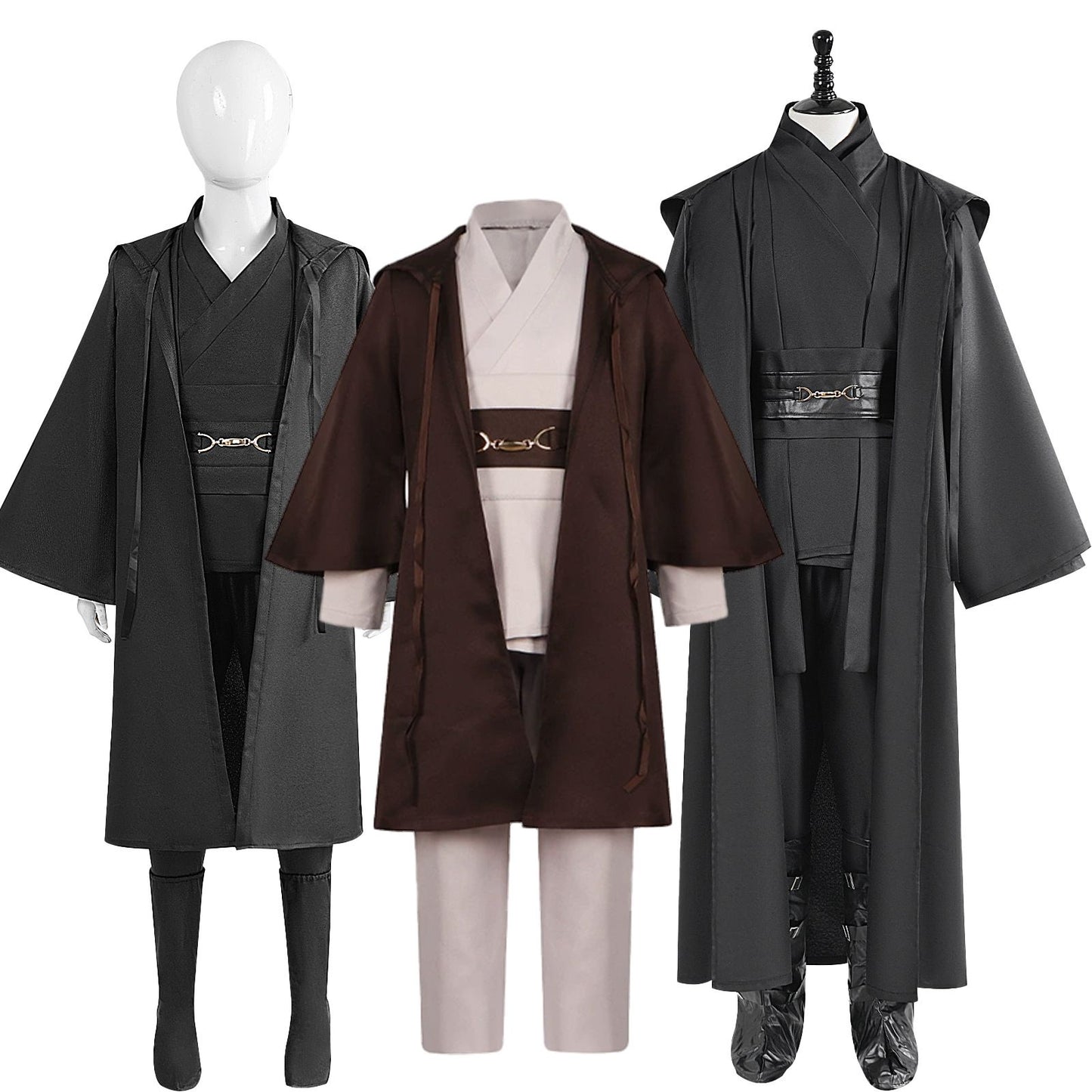 Obi Wan Kenobi Jedi Warrior Cosplay Costume Adult Kids Unisex Cloak Friar Uniform Robe Full Set Halloween Carnival Outfits