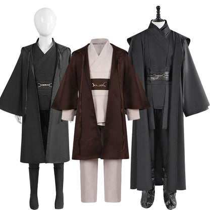 Obi Wan Kenobi Jedi Warrior Cosplay Costume Adult Kids Unisex Cloak Friar Uniform Robe Full Set Halloween Carnival Outfits