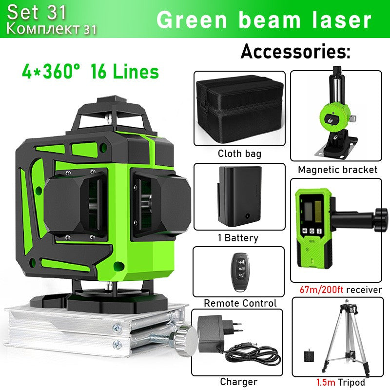 Nível a Laser Clubiona 16/12 Linhas linha verde Autonivelante 360 Horizontal e Vertical Nível a Laser de Feixe Verde Super Potente