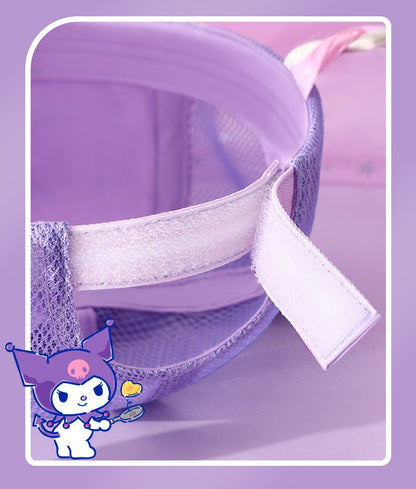 Sanrio Kuromi Baseball Cap Summer Sun Hats for Girl  Breathable Visor Hat  Kawaii Wig Braid Cute Kids Children Aged 5-10 Sunhat