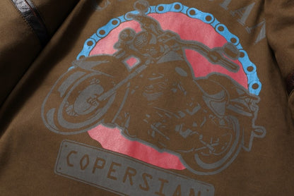 Fashionable Men's Motor Jacket Genuine Cow Leather Coat Male Outerwear Windbreaker Spring Autumn Cloth with Epaulet Brown