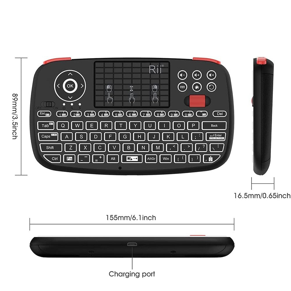 Teclado Sem Fio Bluetooth Rii i4 Mini Com Touchpad 2.4GHz Retroiluminado Mouse Controle Remoto Para Windows Android TV Box Smart TV