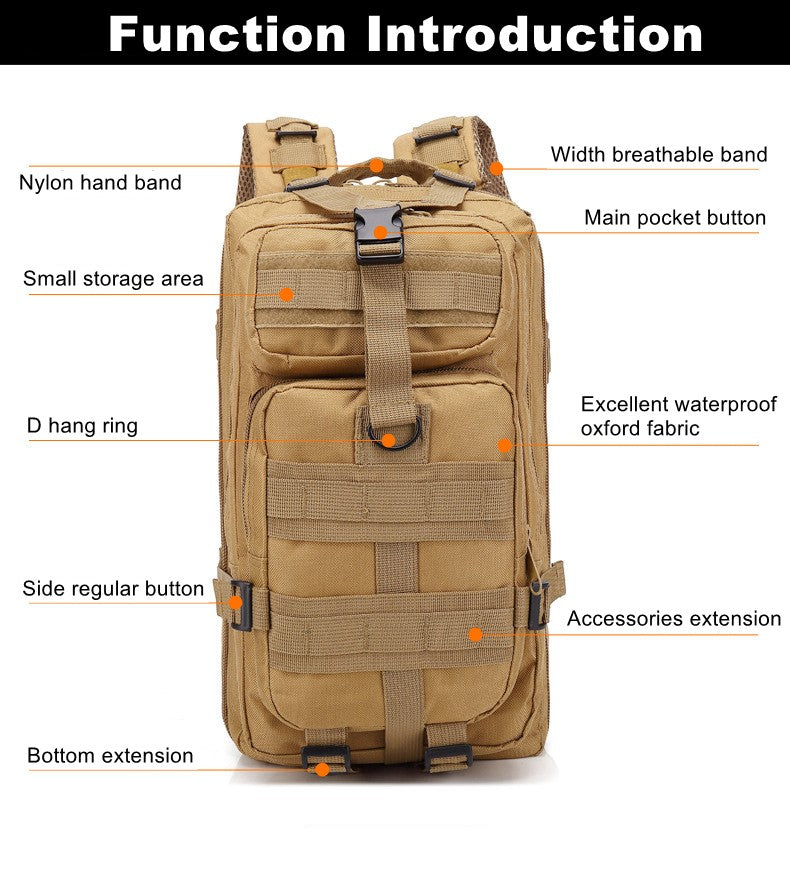 Mochila Tática Militar de 30L em Nylon 900D Impermeável para Esportes ao Ar Livre, Acampamento, Caminhada, Trekking, Pesca e Caça