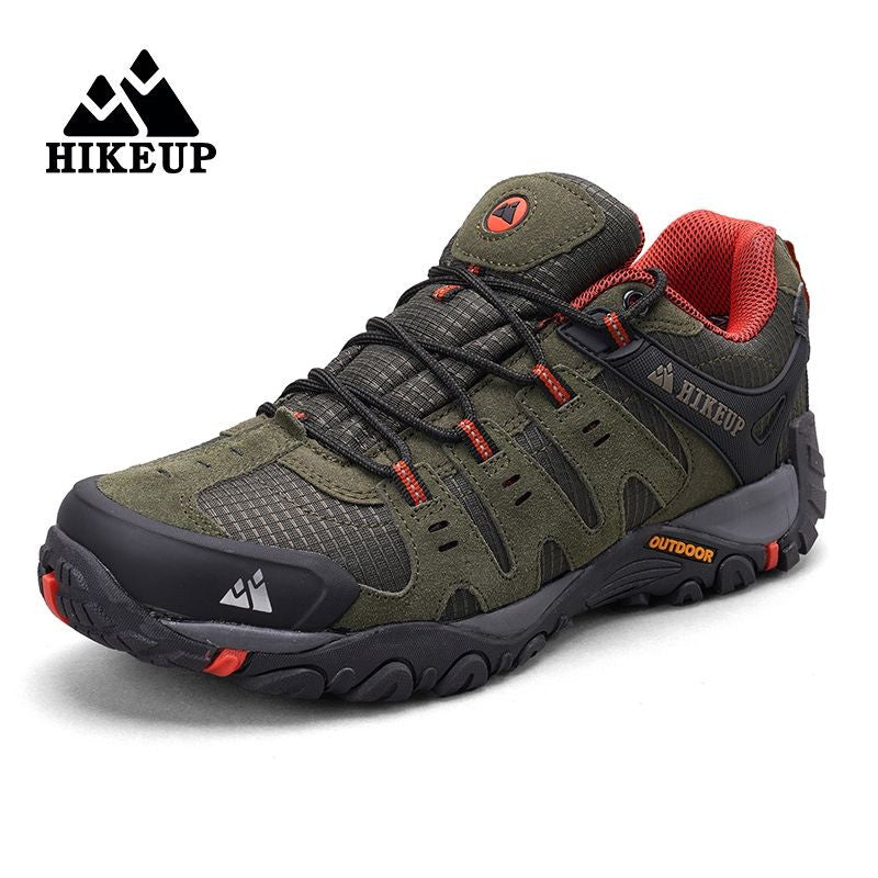 HIKEUP Tênis Masculino de Caminhada em Couro Camurça, Calçados Outdoor Resistentes ao Desgaste Masculinos para Trekking, Caminhada, Caça e Tênis Táticos