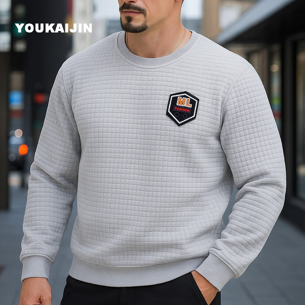 Men's Crew Neck Sweatshirts Solid Color  Long Sleeve Large Sweatwear Spring Autumn Outdoor Jogging Tops