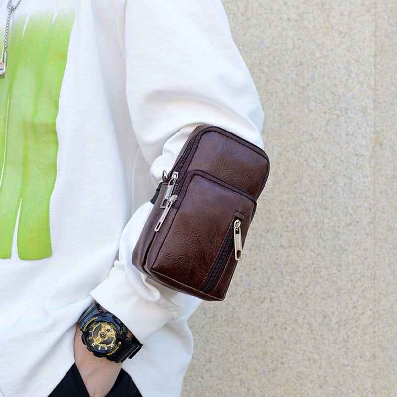 Men'S Shoulder Bag Multi-Function Leather Messenger Casual Crossbody Bags High Quality Male Purse Phone Chest Pack