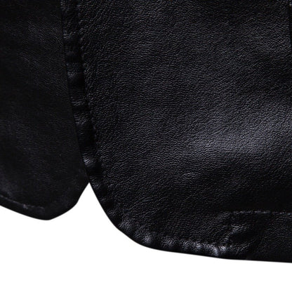 Autumn Winter New Fashion Harajuku Faux Leather Jacket Men All Match Solid Male Clothes Casual Loose Cardigan Business Outerwear