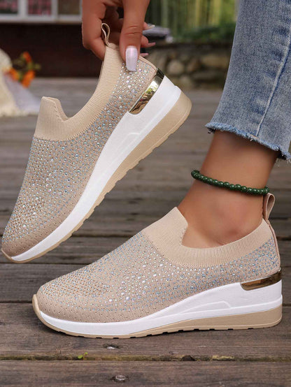 Women Wedges Platform Sneakers Autumn Fashion Round Toe Casual Sports Slip-on Shoes Woman Non Slip Vulcanized Shoes Plus Size 44